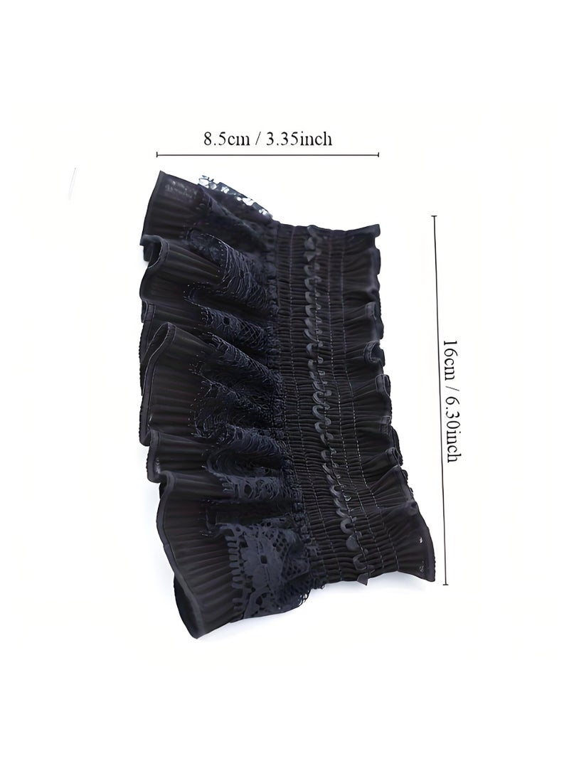 خاجول ياقة رقبة دانتيل سوداء بتصميم كشكشة - تجمع بين أناقة القوطية وروح اللوليتا في قطعة واحدة مستوحاة من الطراز الإليزابيثي. - Image 2