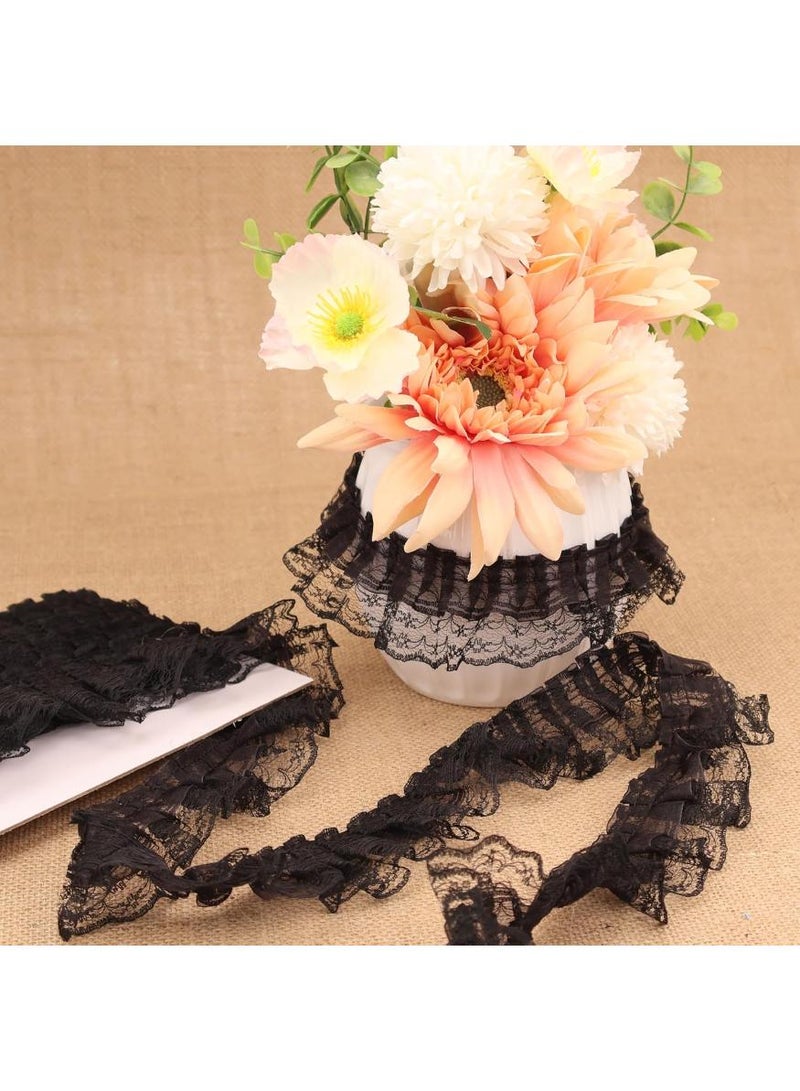 خاجول ياقة رقبة دانتيل سوداء بتصميم كشكشة - تجمع بين أناقة القوطية وروح اللوليتا في قطعة واحدة مستوحاة من الطراز الإليزابيثي. - Image 5