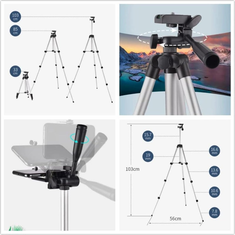 TPZ Tripod Combo with Selfi Remote and Mobile Stand Holder, Fold-able, Portable Adjustable, Aluminium Body with Smartphone Bracket Clip - Image 5