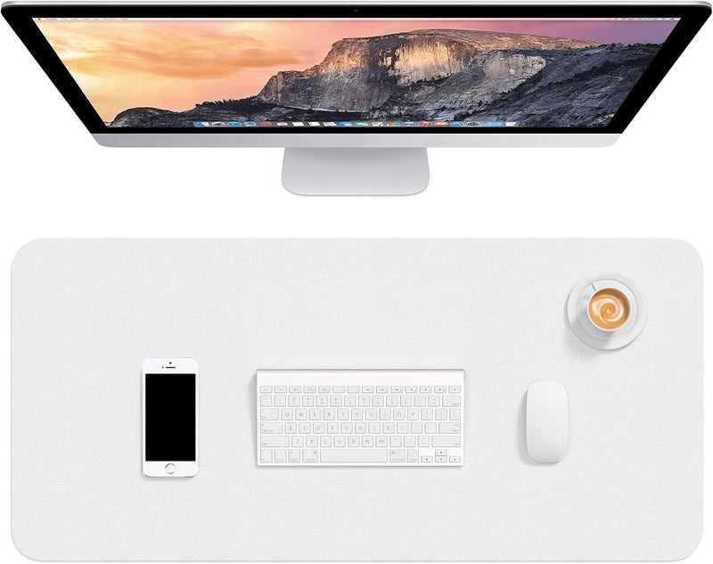 Hsurbtra Desk Pad, 30" x 14" PU Leather Desk Mat, XL Extended Mouse Pad, Waterproof Desk Blotter Protector, Ultra Thin Large Laptop Keyboard Mat, Non-Slip Desk Writing Pad for Office Home, White - Image 1