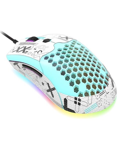 Lightweight Gaming Mouse Wired with Anti Slip Grip Tape, 12000DPI Backlit Mice with 7 ons Programmable, Honeycomb Shell Wired Mouse for PC Gamers and Xbox and PS4