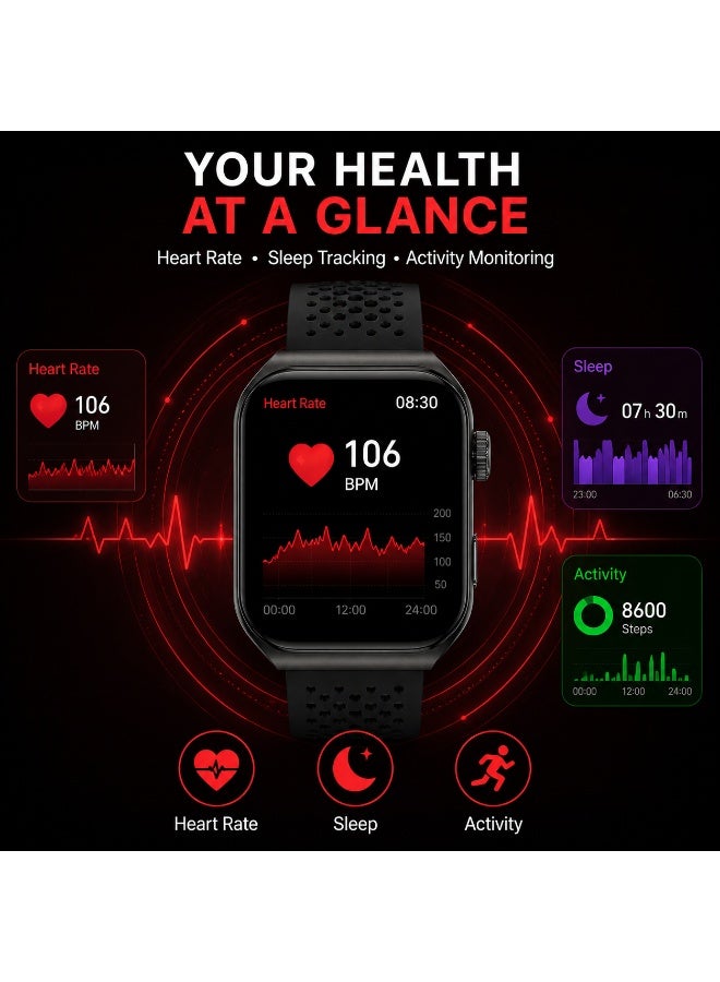 WYE All-in-One Smartwatch | Bluetooth Calling Smartwatch | Fitness Tracker Smartwatch  | Notifications | Heart Rate Monitor | Compatible with Android & iOS | Black - Image 2
