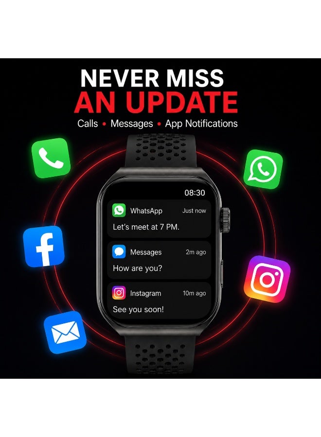 WYE All-in-One Smartwatch | Bluetooth Calling Smartwatch | Fitness Tracker Smartwatch  | Notifications | Heart Rate Monitor | Compatible with Android & iOS | Black - Image 3
