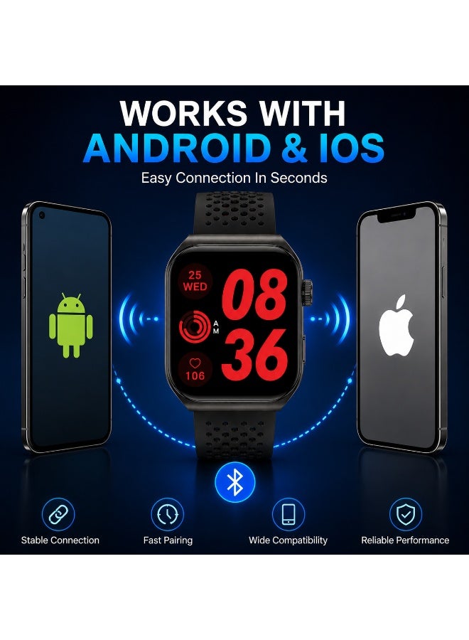 WYE All-in-One Smartwatch | Bluetooth Calling Smartwatch | Fitness Tracker Smartwatch  | Notifications | Heart Rate Monitor | Compatible with Android & iOS | Black - Image 5