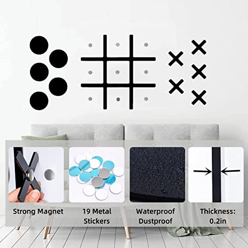 DUOLIYBC Magnetic Tic Tac Toe Wall-Mount Game,Game Room Decor,Hallway Decor,Playroom Decor,Modern Wall Decals for Kids Room,Classroom&Offices,Best Gift for Family, Friends (Black) - Image 2