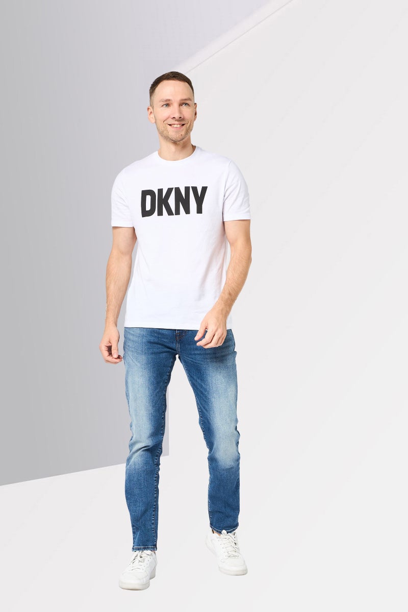 DKNY Men Crew Neck Short Sleeve Brand Logo T-Shirt, White - Image 2