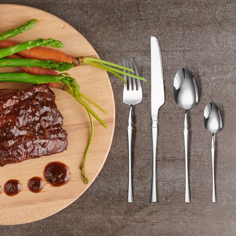 24-Piece Stainless Steel Utensils Set Include Forks Knives Spoons Silverware Set for 4 Mirror Polished Tableware Flatware Set for Home Kitchen and Restaurant Party Dishwasher Safe - Image 5