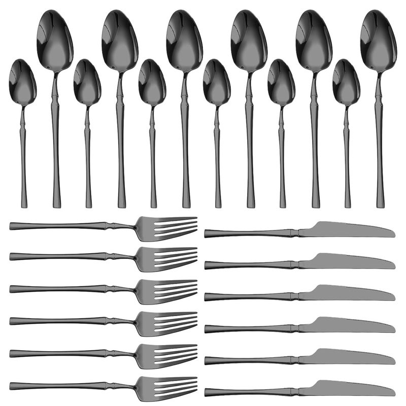 24-Piece Stainless Steel Utensils Set Include Forks Knives Spoons Silverware Set for 4 Mirror Polished Tableware Flatware Set for Home Kitchen and Restaurant Party Dishwasher Safe - Image 1