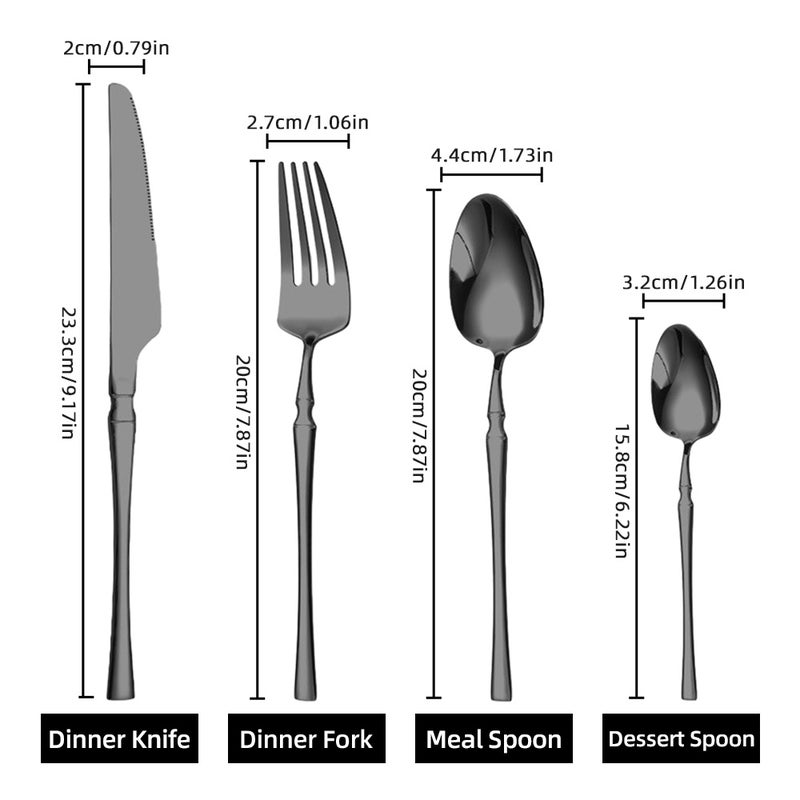 24-Piece Stainless Steel Utensils Set Include Forks Knives Spoons Silverware Set for 4 Mirror Polished Tableware Flatware Set for Home Kitchen and Restaurant Party Dishwasher Safe - Image 3