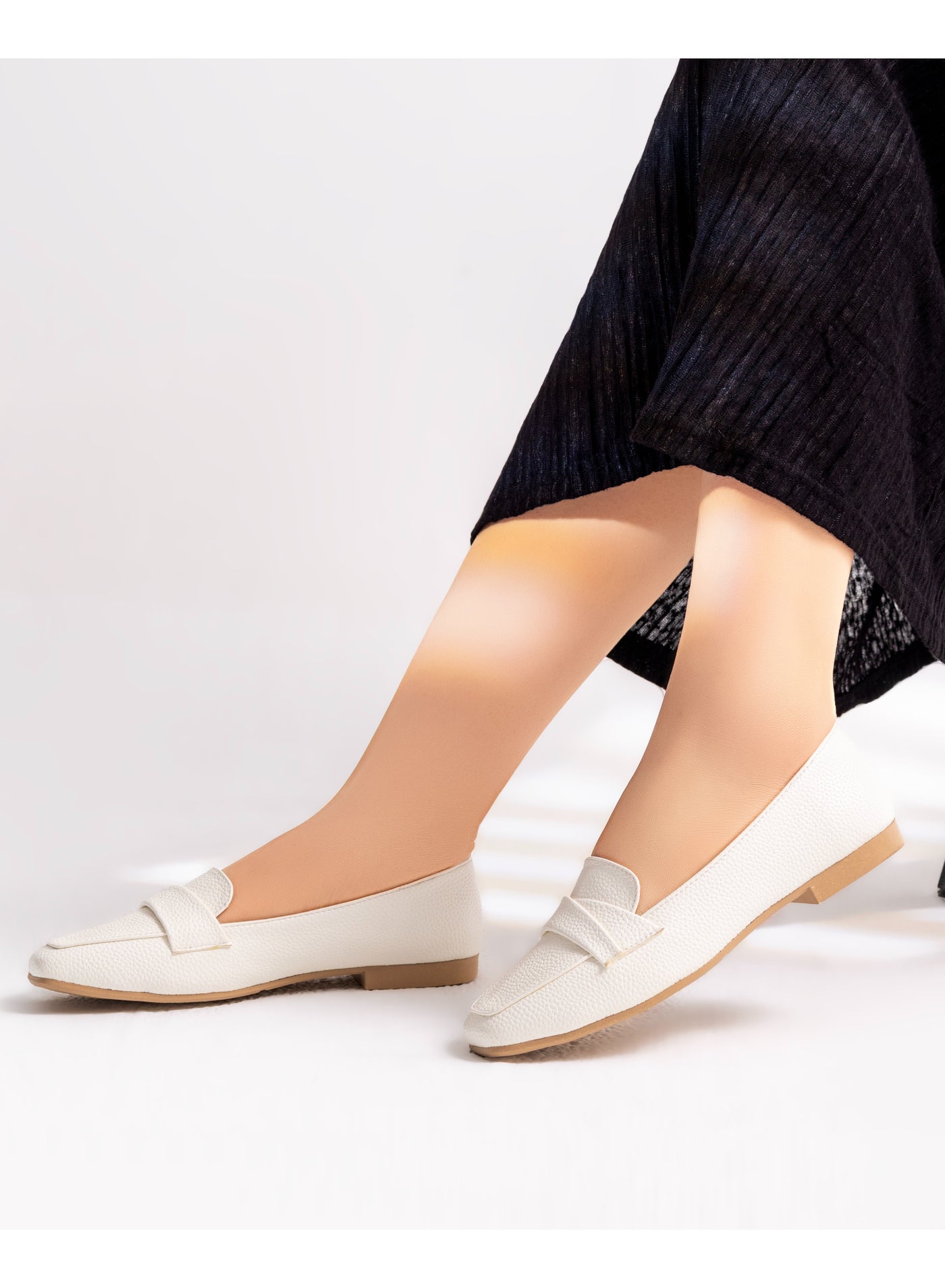 Ballerinas Flat Leather Elegant - BN-508 - White