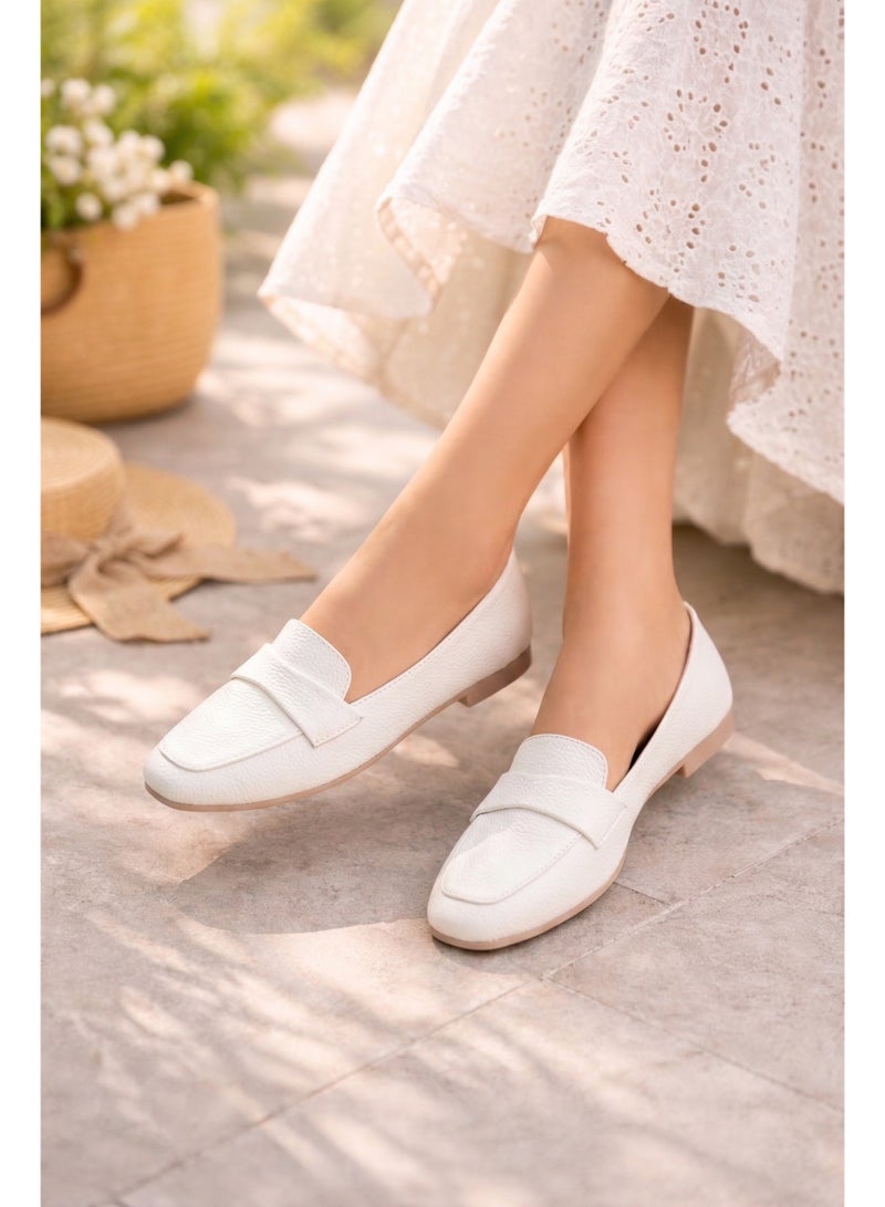 Ballerinas Flat Leather Elegant - BN-508 - White