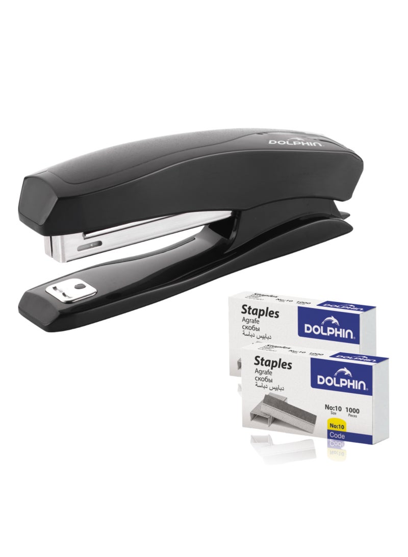 Dolphin DS-10 Compact Stapler – 15 Sheet Capacity, Top Loading, Includes NO.10 Staples, 1-Year Guarantee 