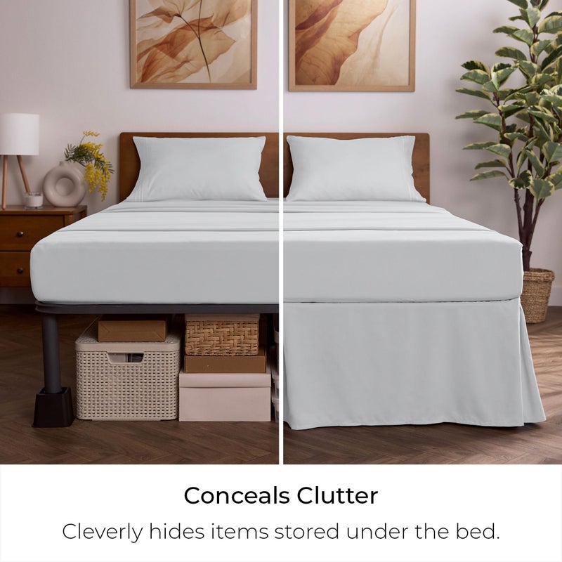 Mellanni Bed Skirt King Size - Bed Skirting - 15-Inch Tailored Drop Pleated Dust Ruffle - Hotel Luxury Bedding - Wrinkle, Fade, Stain Resistant - 1 Bedskirt (King, Light Gray) - Image 3