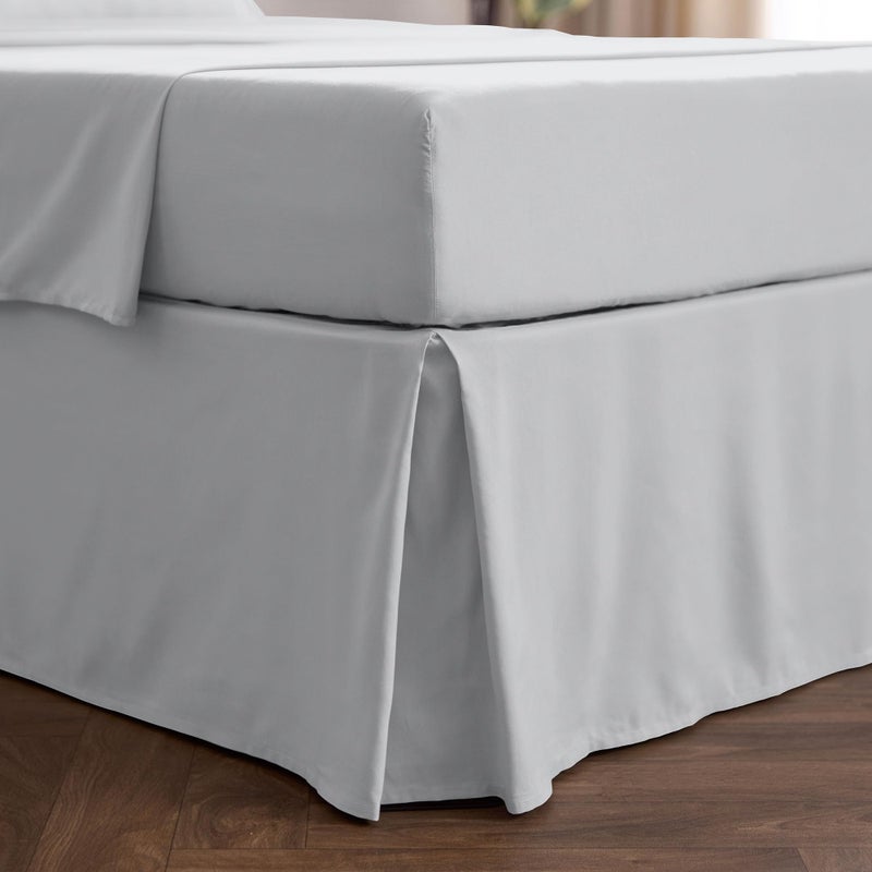 Mellanni Bed Skirt King Size - Bed Skirting - 15-Inch Tailored Drop Pleated Dust Ruffle - Hotel Luxury Bedding - Wrinkle, Fade, Stain Resistant - 1 Bedskirt (King, Light Gray) - Image 1