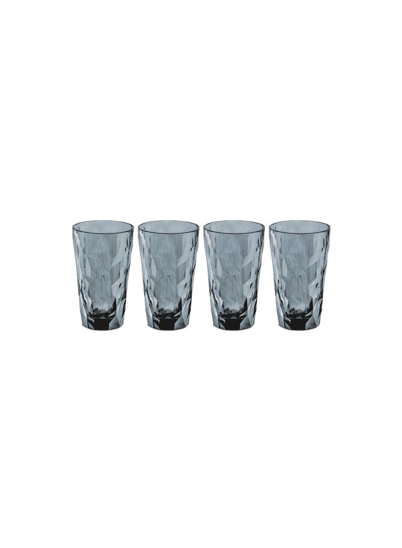 Koziol Tumbler Grey Glass Club No 6  300 to 410ml, Polycarbonate (Pack of 4)