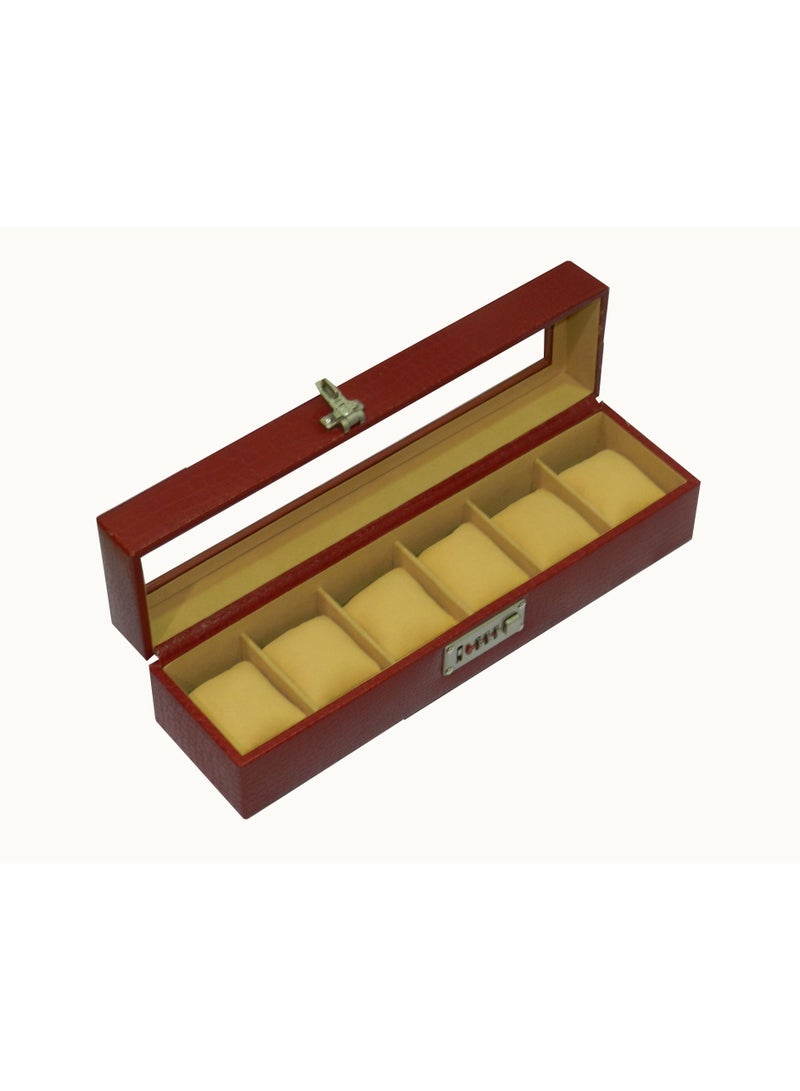 LAVERI LEATHER Laveri Watch Box for Men Women (06 Slots), Premium  Leather Watch Case  Organizer with Crystal Glass Top, Removable Pillow - Image 3