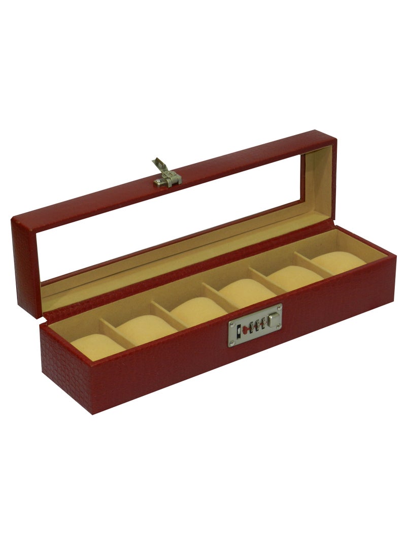 LAVERI LEATHER Laveri Watch Box for Men Women (06 Slots), Premium  Leather Watch Case  Organizer with Crystal Glass Top, Removable Pillow - Image 4