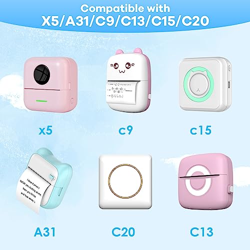 HuiJuKeJi 10 Rolls Thermal Inkless Printing Paper for Mini Sticker Receipt Printer Portable Bluetooth Pocket Printer, Including 5 rolls of adhesive thermal Paper for Photo Journal Notes Memo-57x25mm - Image 3