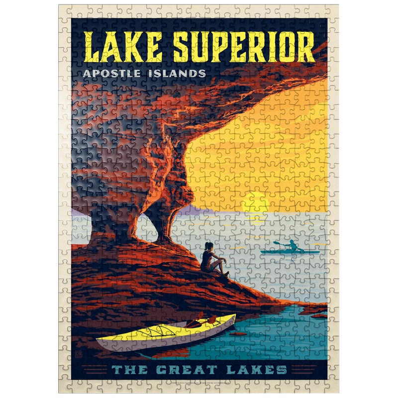 MyPuzzle.com MyPuzzle Great Lakes Lake Superior Vintage Poster Premium 500 Piece Jigsaw Puzzle for Adults - Image 3