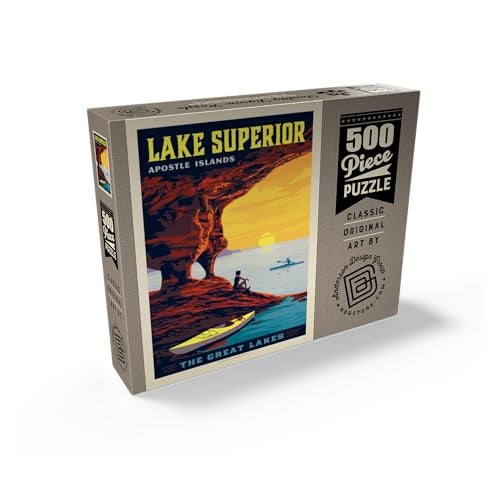 MyPuzzle.com MyPuzzle Great Lakes Lake Superior Vintage Poster Premium 500 Piece Jigsaw Puzzle for Adults - Image 5