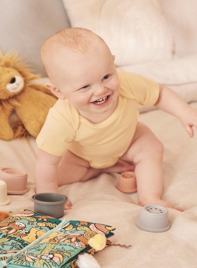MORI Baby Short Sleeve Bodysuit in Ribbed Yellow with Envelope Neck and Poppers - Unisex Romper - 3-6 Months - Image 2