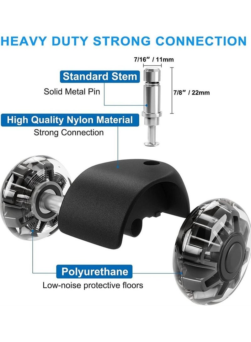 Office Chair Caster Wheels (Set of 5), Heavy-Duty Support 2200lbs,Mute Rubber Casters for Hardwood Floors and Carpet,2 Inch Universal Fit(Black) - Image 5