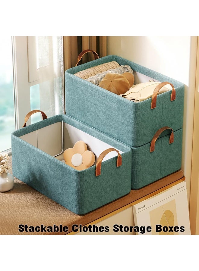 Wardrobe Organizer for Clothes with Metal Frame Rectangle Storage Baskets for Clothing Fabric Storage Box with Handles Shelf Basket for Storage Clothes Pants  47*27*18cm - Image 4