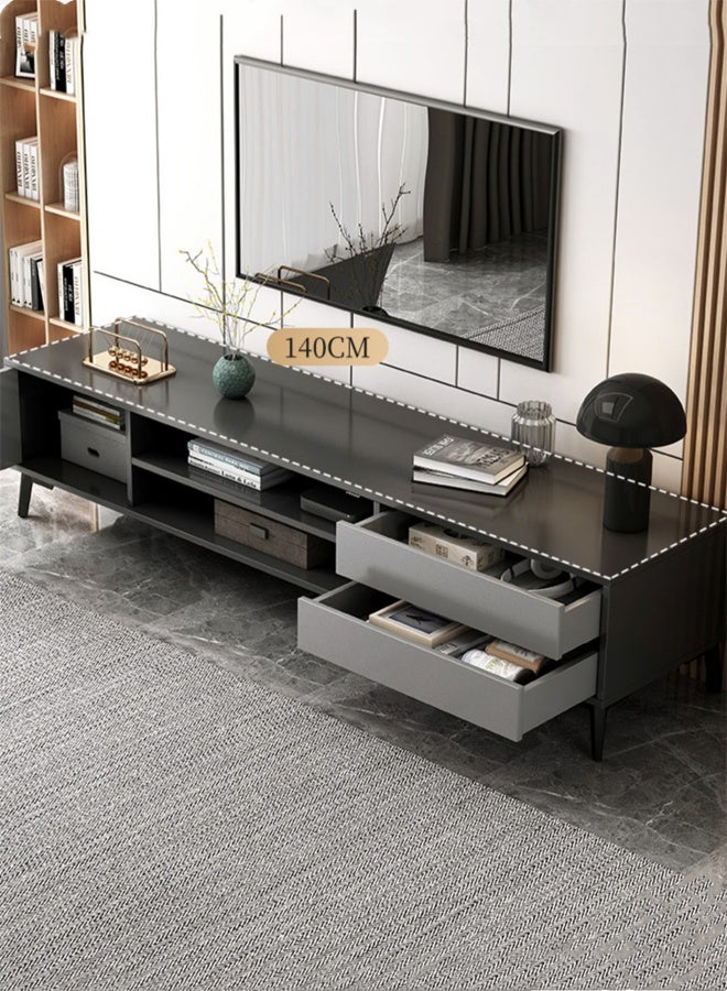Kutis خزانة تلفزيون كوتيس أثاث غرفة المعيشة طاولة تلفزيون حامل تلفزيون مع أدراج وباب لوح كثافة 140 × 30 × 40 سم. - Image 2
