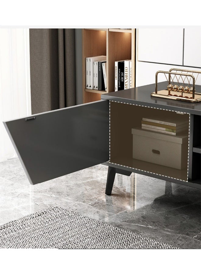 Kutis خزانة تلفزيون كوتيس أثاث غرفة المعيشة طاولة تلفزيون حامل تلفزيون مع أدراج وباب لوح كثافة 140 × 30 × 40 سم. - Image 4