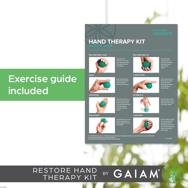 Gaiam Restore Hand Therapy Kit with Three Color-Coded Resistance Balls - Image 5