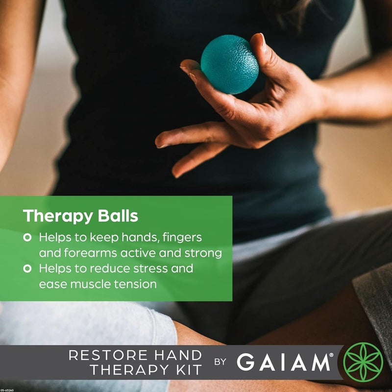 Gaiam Restore Hand Therapy Kit with Three Color-Coded Resistance Balls - Image 2