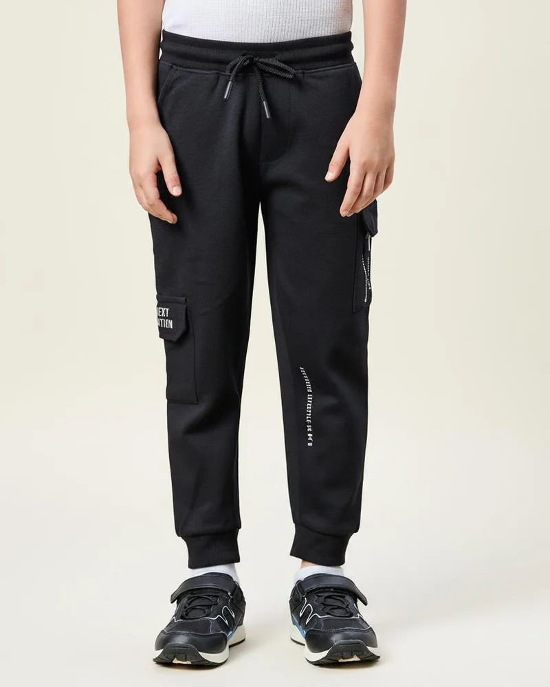 Redtag Boys Black Patch Pocket Joggers