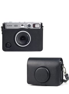 Generic Case for Fuji Mini EVO ,Camera Case Compatible for Fuji Mini EVO Camera with Adjustable Shoulder Strap in Black Lychee Texture Horizontal Style  - Image 1