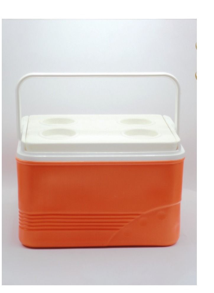 14L Ice Cooler Box Outdoor Portable Drink Food Cooler Storage Box Orange/White 
