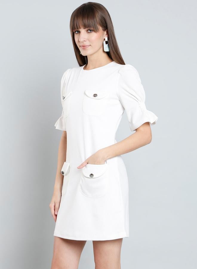 ميش فستان قصير بتفاصيل جيب - Image 4