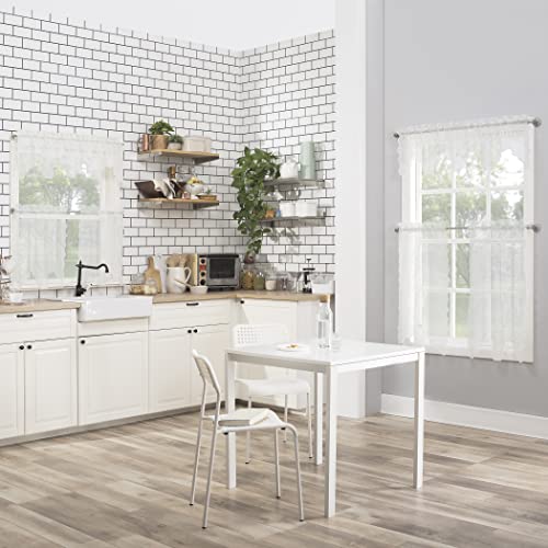 No. 918 Alison Floral Lace Sheer Rod Pocket Kitchen Curtain Tier Pair, 58" x 36", Ivory - Image 5