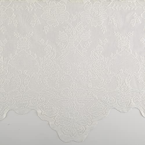 No. 918 Alison Floral Lace Sheer Rod Pocket Kitchen Curtain Tier Pair, 58" x 36", Ivory - Image 4