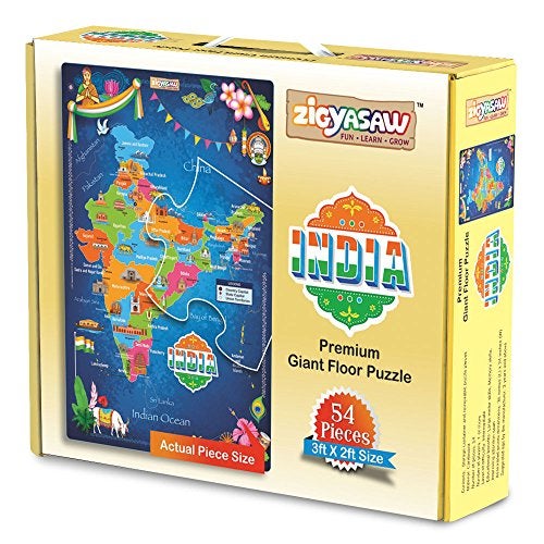 Zigyasaw خريطة الهند والولايات من Zigyasaw - لعبة أحجية أرضية من الورق المقوى العملاق الفاخر للأطفال من عمر 5 سنوات فما فوق | حجم الأحجية 36 بوصة × 24 بوصة عند التجميع | معدات ألعاب ما قبل المدرسة - Image 4