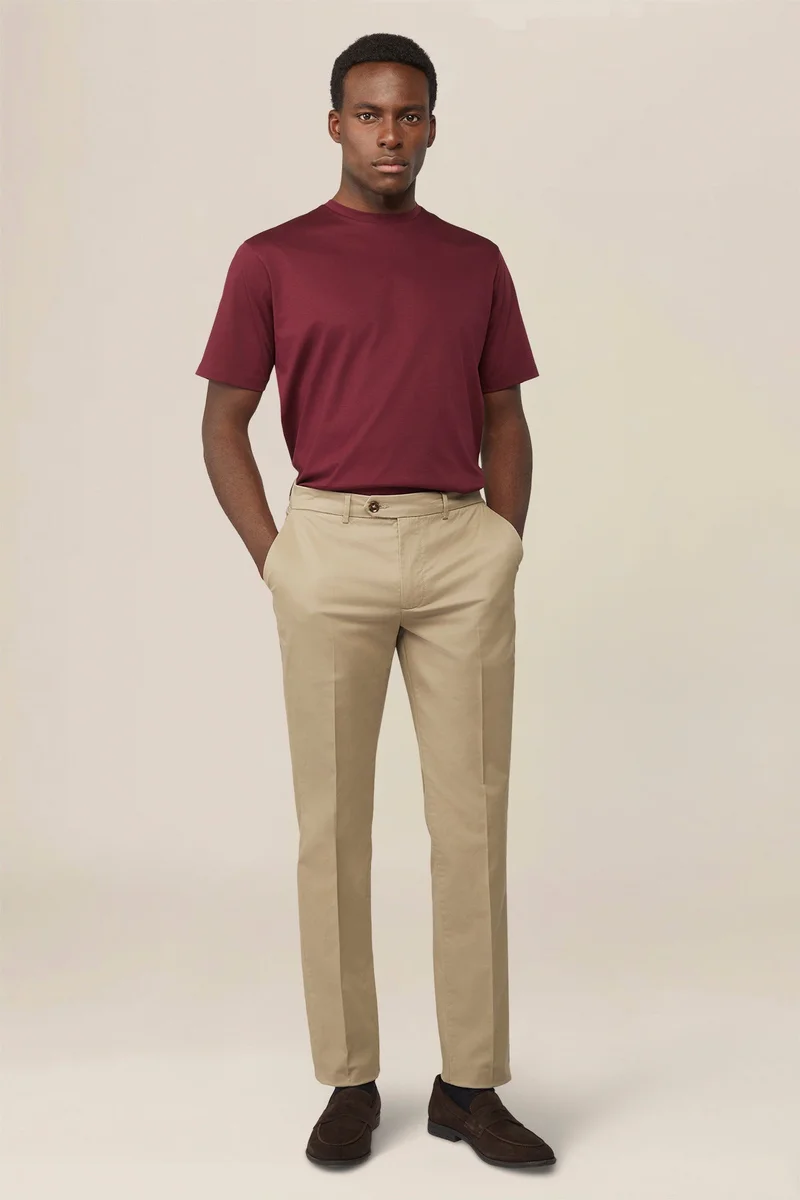 Men's classic regular fit chino trousers - Sand
