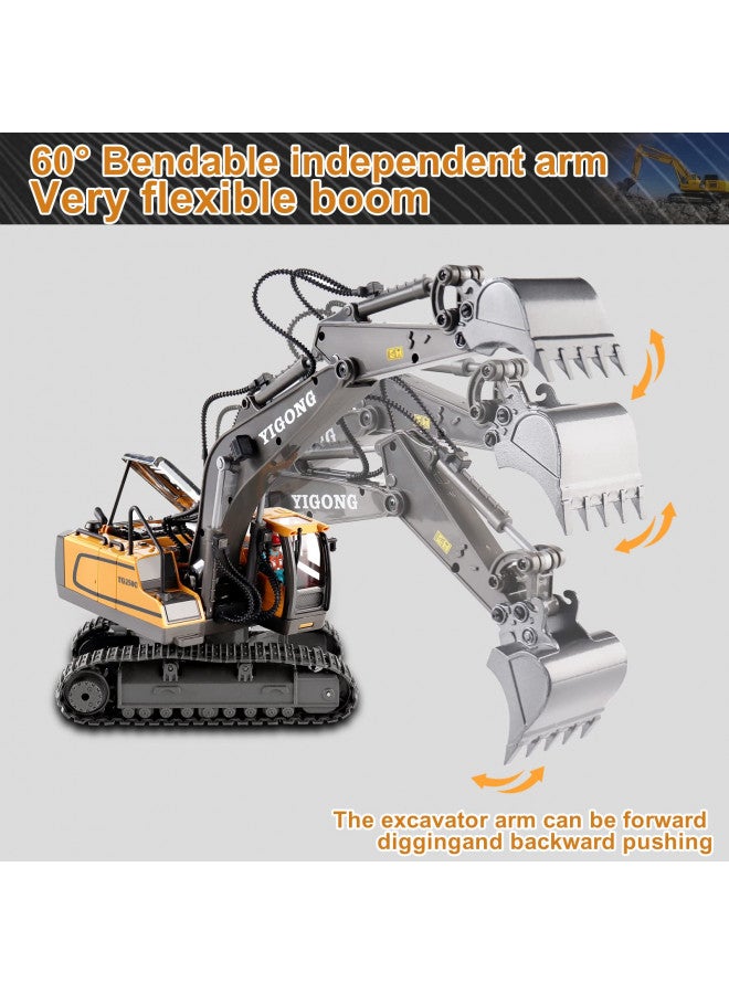 Dwi Dowellin Remote Control Excavator Toys for Boys,Construction Rc Excavators for Kids Age 4-7 8 9 10 Year Old,Ideal Toys,Batteries Included(Yellow) - Image 3