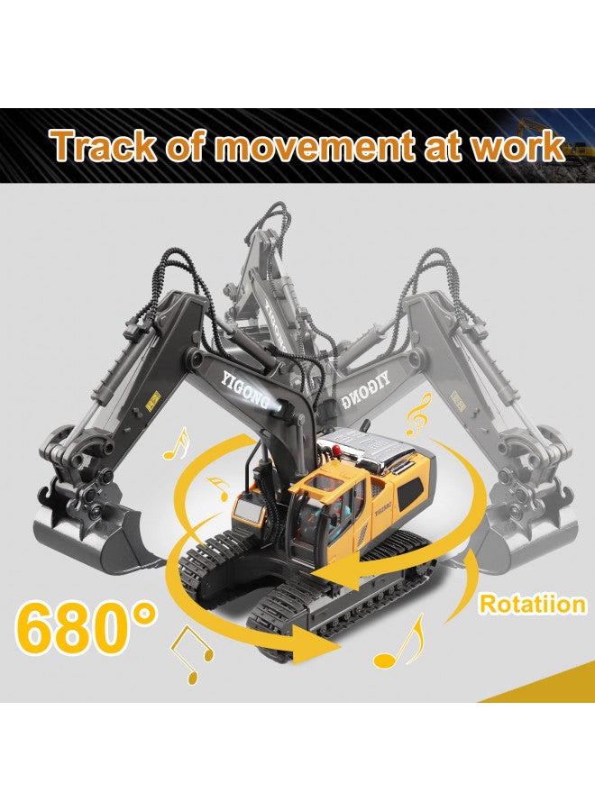 Dwi Dowellin Remote Control Excavator Toys for Boys,Construction Rc Excavators for Kids Age 4-7 8 9 10 Year Old,Ideal Toys,Batteries Included(Yellow) - Image 2