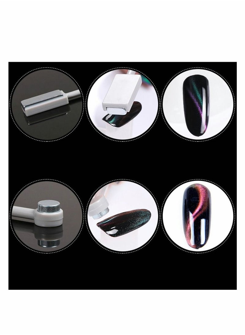 Y&D - Nail Magnet Tool, 12 Pieces Magnetic Polish Cat Eye Stick Super Strong Double-head Wand Flower Design 3D Art DIY Effect Plate Manicure Tool - Image 1