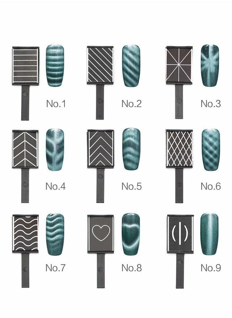 Y&D - Nail Magnet Tool, 12 Pieces Magnetic Polish Cat Eye Stick Super Strong Double-head Wand Flower Design 3D Art DIY Effect Plate Manicure Tool - Image 1