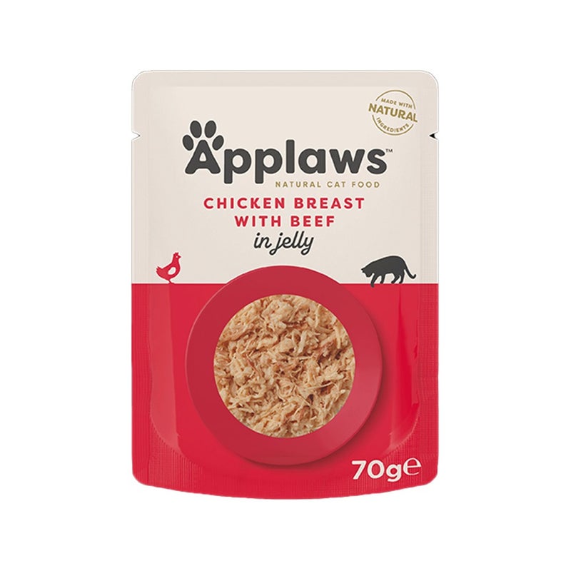 آبلاوس طعام رطب بالدجاج واللحم البقري مع جيلي للقطط من أبلاوز، 70 جرام