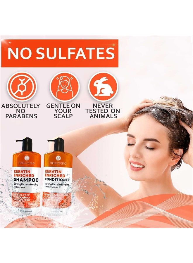 BELLISSO Keratin Shampoo and Conditioner Set - Sulfate and Paraben Free - Salon Repair for Dry, Damaged and Color Treated Hair - Anti Frizz Formula for Women and Men - Image 4