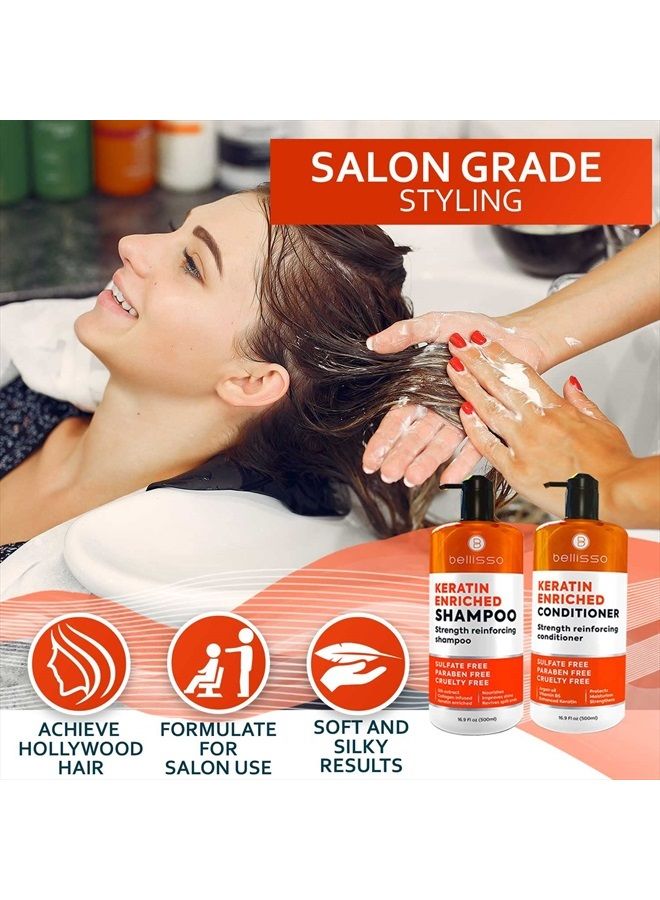BELLISSO Keratin Shampoo and Conditioner Set - Sulfate and Paraben Free - Salon Repair for Dry, Damaged and Color Treated Hair - Anti Frizz Formula for Women and Men - Image 5