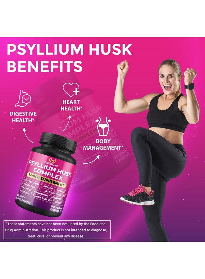 BMVINVOL BMVINVOL Psyllium Husk, Slippery Elm, Cascara Sagrada, Fenugreek, Berberine, Cinnamon, Turmeric + 5 Mores - Immune Support & Digestive Health Supplement - 90 Capsules - Image 4