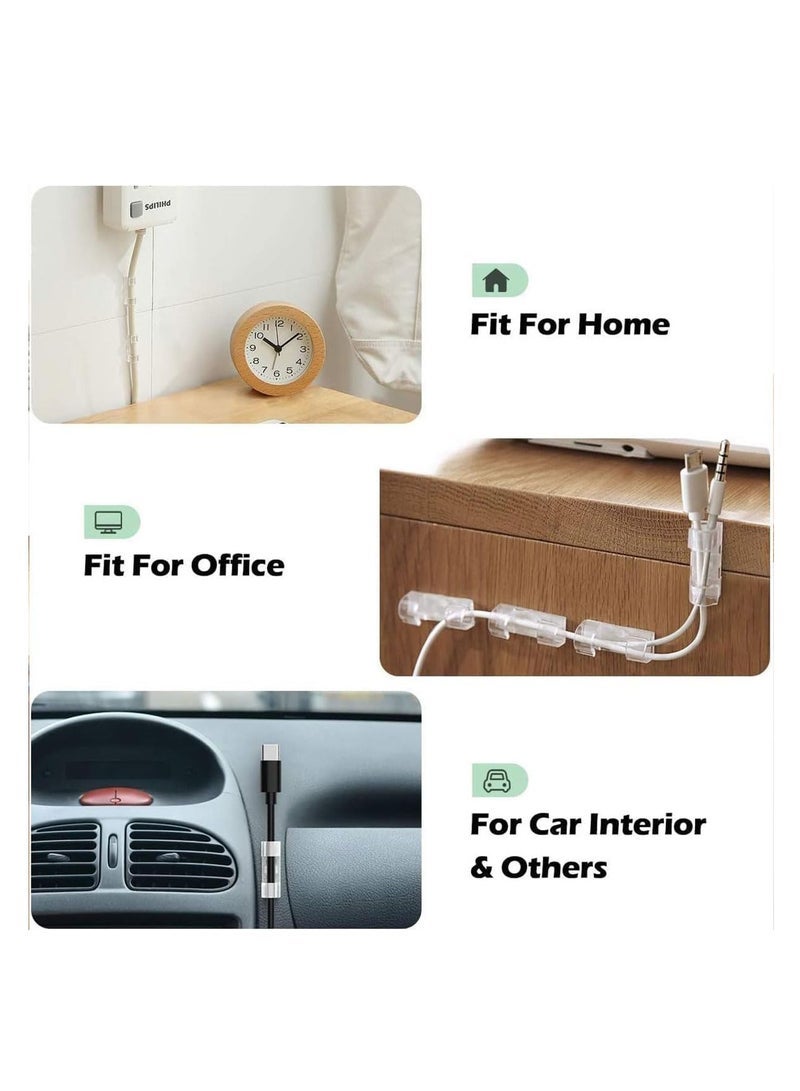 ECVV ECVV 40PCS Cable Clips Strong Self Adhesive Cable Management Clips Transparent Cord Holder Wire Clamp Cord Organizer for 6-8MM Cables Indoor/Outdoor - Image 4