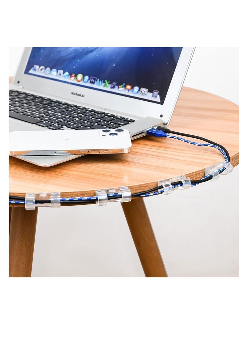 ECVV ECVV 40PCS Cable Clips Strong Self Adhesive Cable Management Clips Transparent Cord Holder Wire Clamp Cord Organizer for 6-8MM Cables Indoor/Outdoor - Image 3