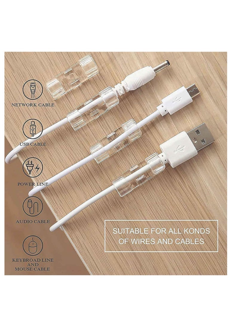 ECVV ECVV 40PCS Cable Clips Strong Self Adhesive Cable Management Clips Transparent Cord Holder Wire Clamp Cord Organizer for 6-8MM Cables Indoor/Outdoor - Image 2